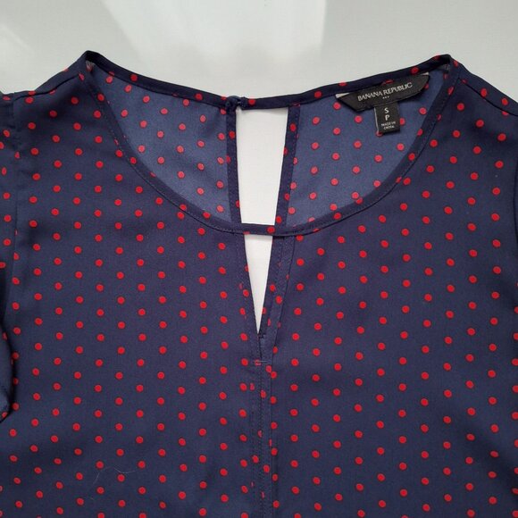 Banana Republic Blue and Red Polka Dot Sleeveless Top - Picture 5 of 8